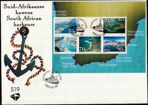 RSA 1993: FDC S19 - SOUTH AFRICAN HARBOURS - MINISHEET