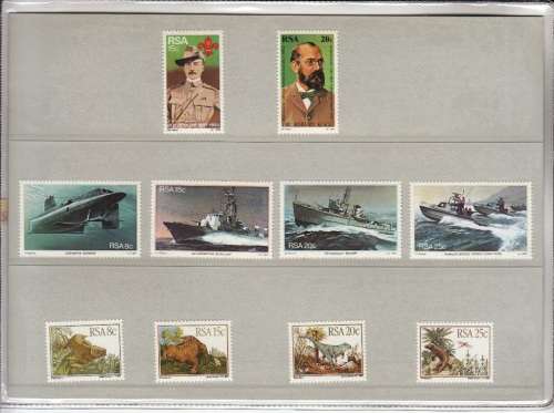 RSA 1982: STAMPS ISSUED DURING 1982 MNH (SACC 508-513, 536-539) incl MINISHEETS 11 and 12