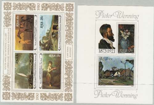 RSA 1980: STAMPS ISSUED DURING 1980 MNH (SACC 478-493) incl MINISHEETS 7 and 8