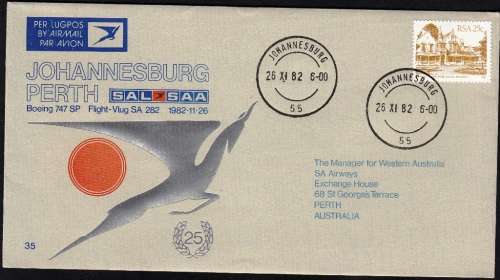 RSA 1982: SAA COVER NO 35 - BOEING 747SP FLIGHT JHB to PERTH