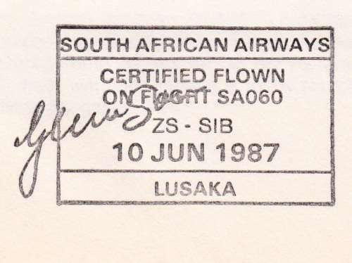 RSA 1987: SAA COVER NO 43 - FIRST REGIONAL SERVICE JHB - LUSAKA