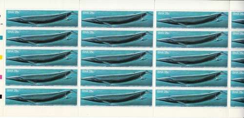 SWA 1980 WHALES 25c FULL SHEET OF 25 MNH (SACC 352)