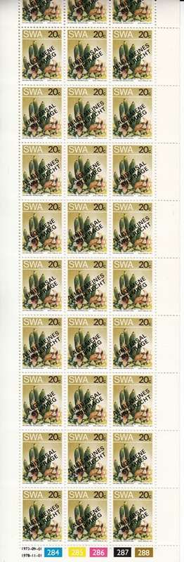 SWA 1978 UNIVERSAL SUFFRAGE OVERPRINTS 20c FULL SHEET OF 30 MNH (SACC 337)