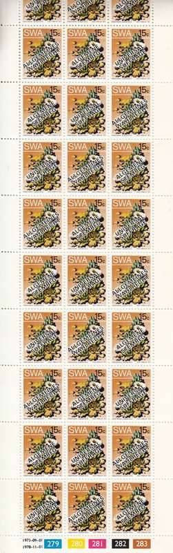 SWA 1978 UNIVERSAL SUFFRAGE OVERPRINTS 15c FULL SHEET OF 30 MNH (SACC 336)