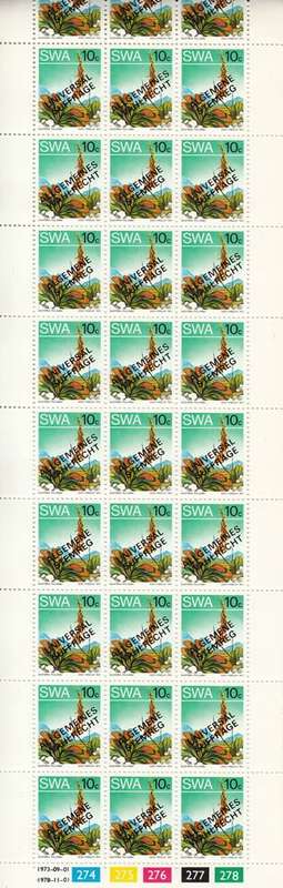 SWA 1978 UNIVERSAL SUFFRAGE OVERPRINTS 10c FULL SHEET OF 30 MNH (SACC 335)