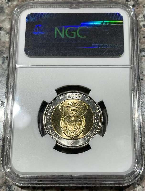 MANDELA 90Th BIRTHDAY 5 Rand - Mandela Label NGC Graded MS 67
