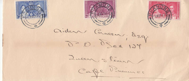 LESOTHO PRIVATE FDC 1937: CORONATION OF KGVI