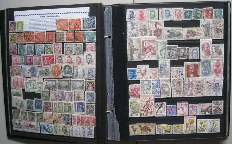 WORLD STAMPS SORTED and FILED 16 PAGES HUNDERDS OF STAMPS (SEE LIST OF COUNTRIES)