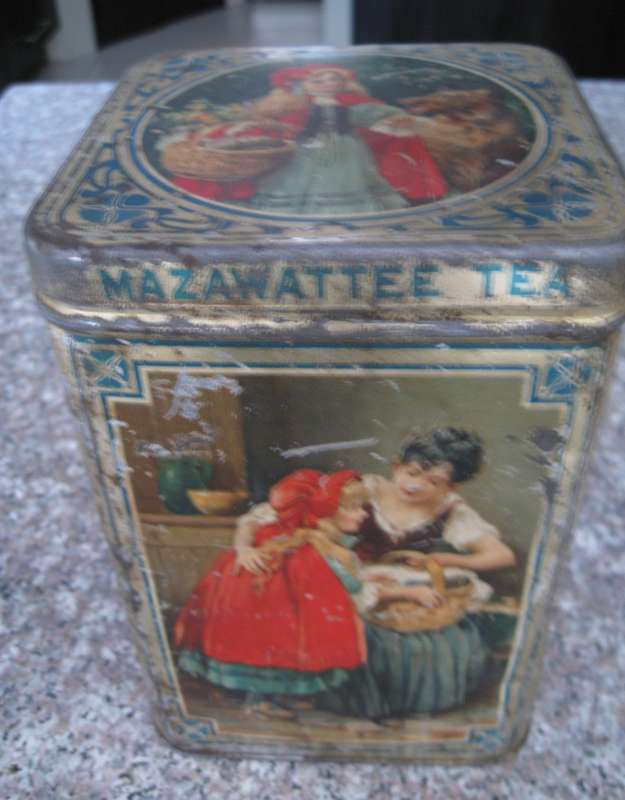 VINTAGE Mazawattee Tea Tin `Little Red Riding Hood`