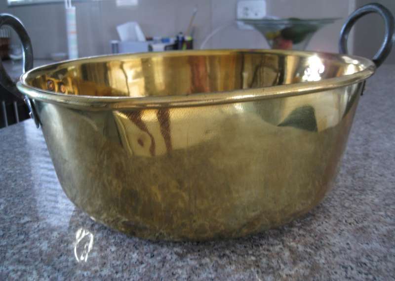 BRASS BOWL WITH HANDLES - 41cm DIA