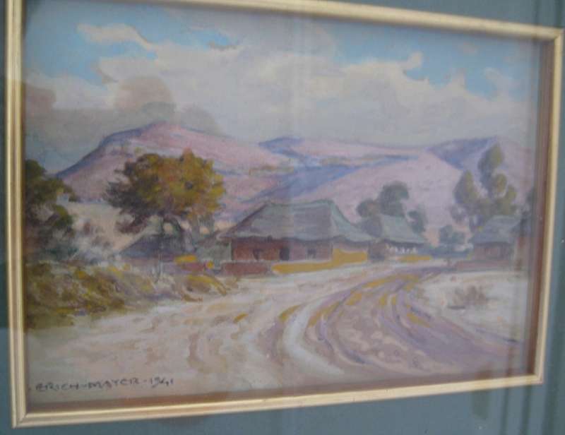 ORIGINAL WATERCOLOUR PAINTING BY ERICH MAYER (1941) - 38x33 cm FRAMED - SIZE 16x11cm