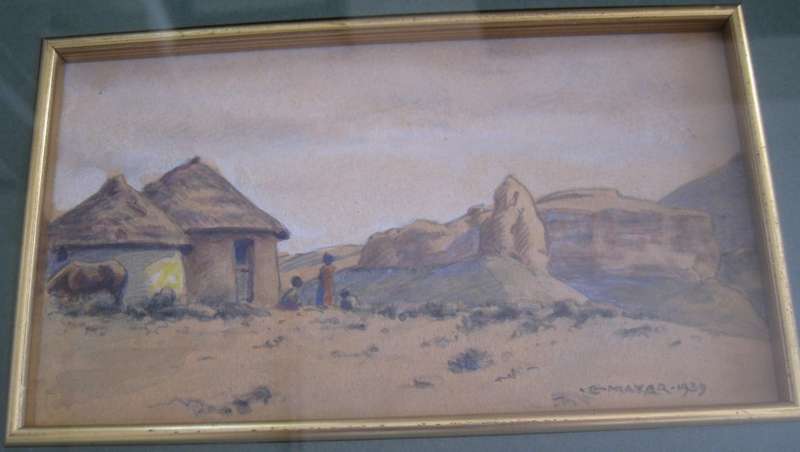 ORIGINAL WATERCOLOUR PAINTING BY ERICH MAYER (1939) - 38x33 cm FRAMED - SIZE 18x10cm