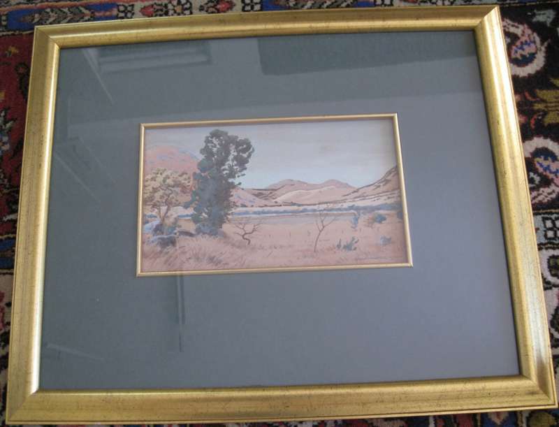 ORIGINAL WATERCOLOUR PAINTING BY ERICH MAYER (19??) - 41x39 cm FRAMED - SIZE 21,5x12cm