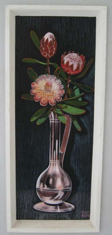 ORIGINAL OIL PAINTING BY MONTY HEYNS - 49x28 cm FRAMED - SIZE 34x13cm