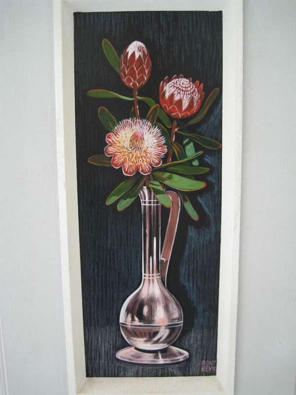 ORIGINAL OIL PAINTING BY MONTY HEYNS - 49x28 cm FRAMED - SIZE 34x13cm