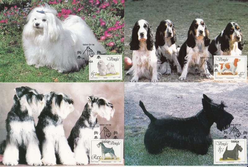VENDA 1994: POSTCARD #110-113  DOGS SET OF 4 CTO
