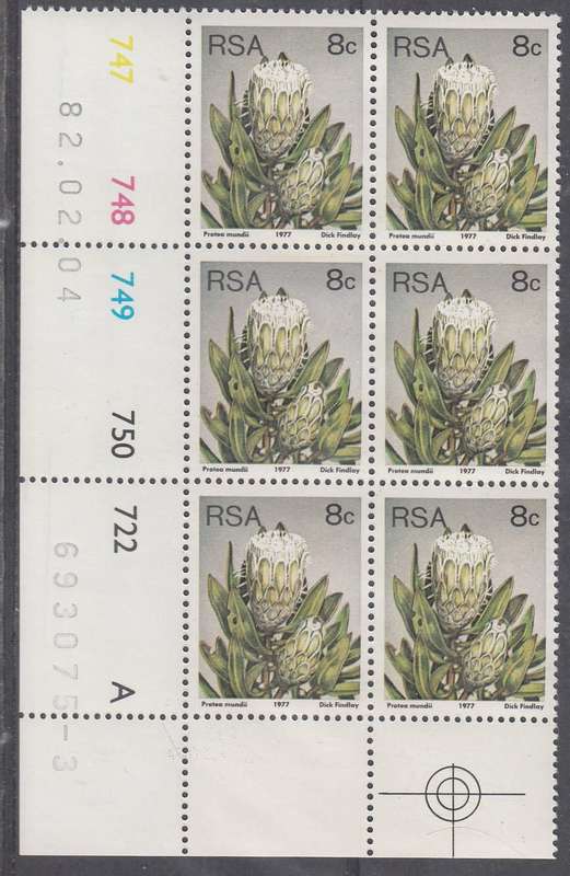 RSA 1982: 3rd DEFINITIVE ISSUE 8c CONTROL BLOCK OF 6 PANES A + B (11.5.82) MNH (SACC425a)