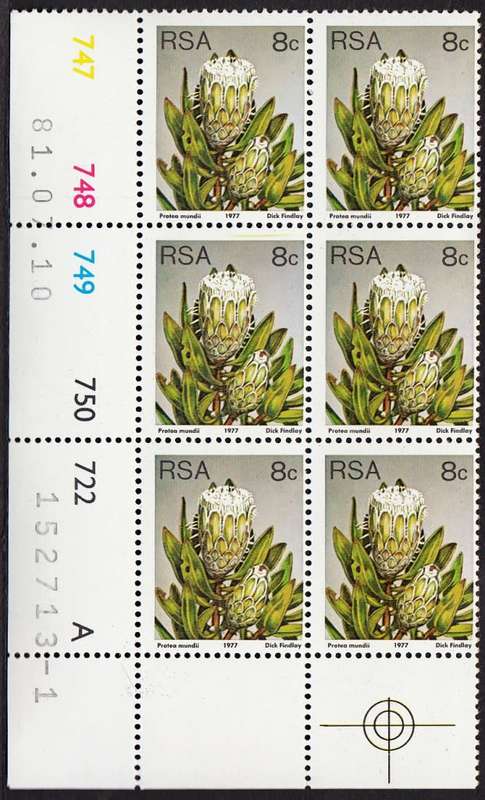RSA 1981: 3rd DEFINITIVE ISSUE 8c CONTROL BLOCKS OF 6 PANES A + B (10.7.81) MNH (SACC425a)