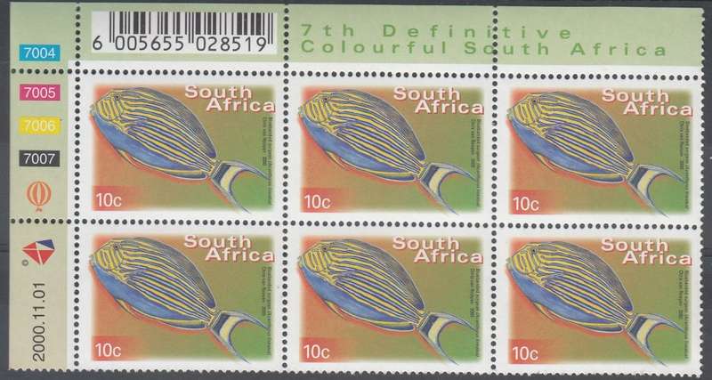 RSA 2000: 7th DEFINITIVE ISSUE 10c CONTROL BLOCK OF 6 DATED 1-11-2000 MNH (SACC1294)