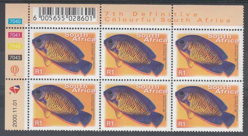 RSA 2000: 7th DEFINITIVE ISSUE R1.00 CONTROL BLOCK OF 6 DATED 1-11-2000 MNH (SACC1303)