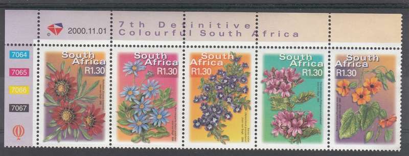 RSA 2000: 7th DEFINITIVE ISSUE R1.30 CONTROL BLOCK OF 5 DATED 1-11-2000 MNH (SACC1304)
