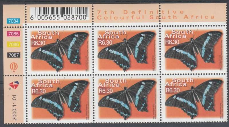 RSA 2000: 7th DEFINITIVE ISSUE R6.30 CONTROL BLOCK OF 6 DATED 1.11.2000 MNH (SACC1316)