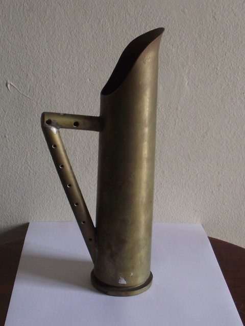 LOVELY 1948 BRASS SHELL TRENCH ART WATER JUG