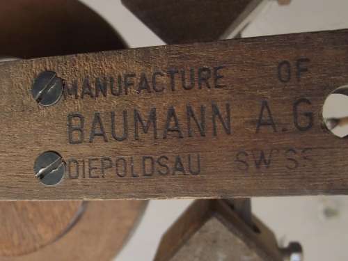 AN INCREDIBLE VINTAGE SWISS MADE "BAUMANN A.G. BUCO 1301" WOODEN GEAR WEIGHT DRIVEN WALL CLOCK