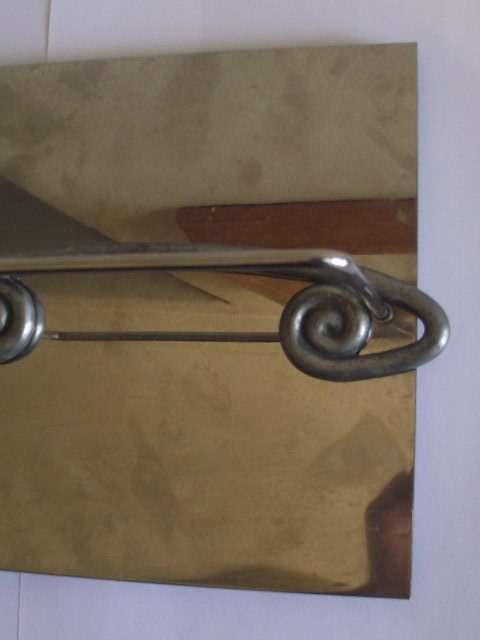 LOVELY CARROL BOYES PEWTER AND STAINLESS SERVIETTE HOLDER, COIL DESIGN