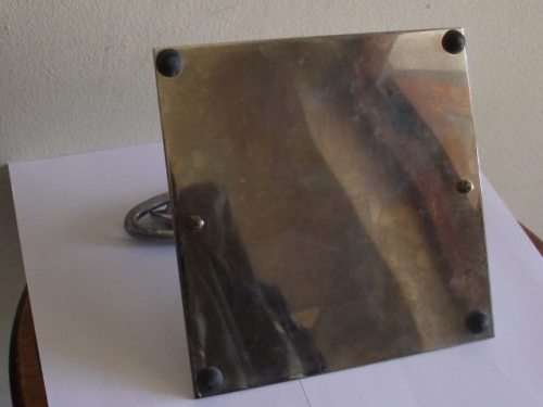 LOVELY CARROL BOYES PEWTER AND STAINLESS SERVIETTE HOLDER, COIL DESIGN