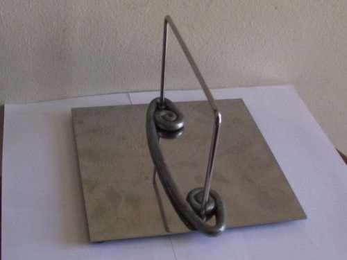 LOVELY CARROL BOYES PEWTER AND STAINLESS SERVIETTE HOLDER, COIL DESIGN