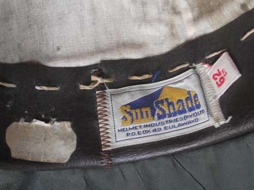 VINTAGE RHODESIAN PITH HELMET LABELLED & MADE BY SUN SHADE INDUSTRIES BULAWAYO-SIZE 62 cm.