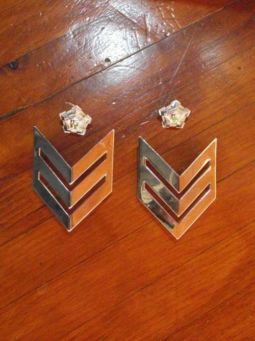 PAIR CHROME SARGENT MAJOR RANK