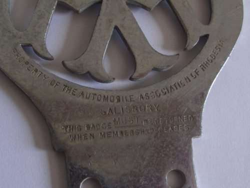 VINATGE RHODESIA AA CAR BADGE ( R12924)