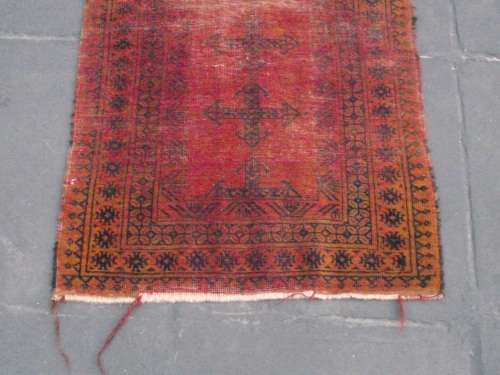 WORN HAND WOVEN PERSIAN CARPET --- HAS AGE RELATED WEAR