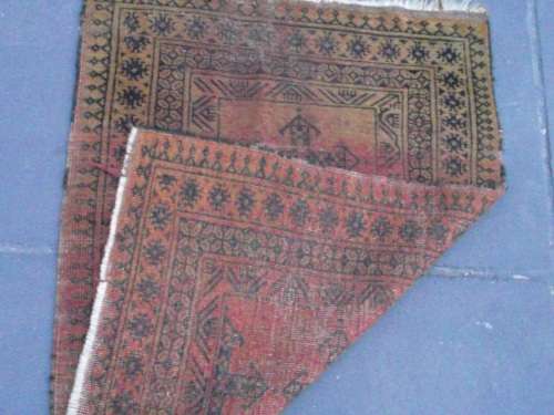WORN HAND WOVEN PERSIAN CARPET --- HAS AGE RELATED WEAR