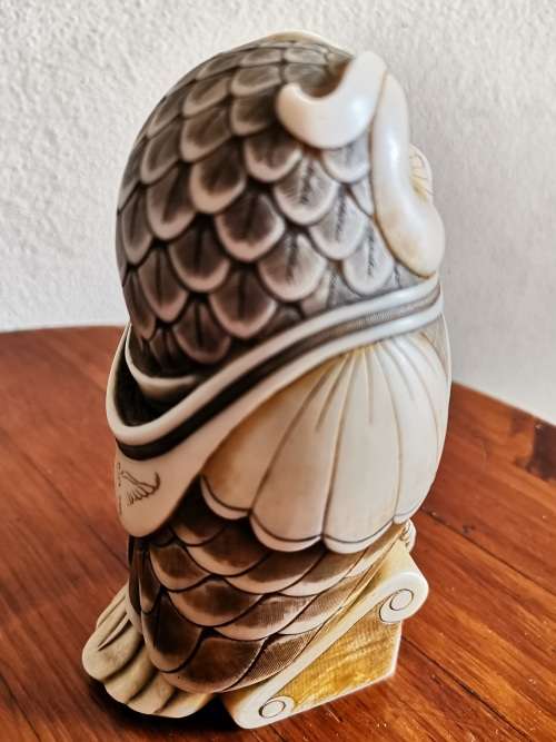 John Biccard bonded marble `Prof` owl figure
