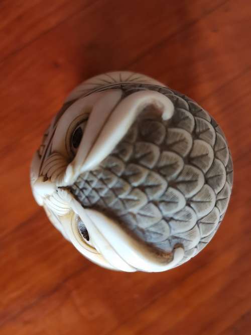 John Biccard bonded marble `Prof` owl figure