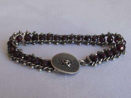 BEAUTIFUL VINTAGE STERLING SILVER & GARNET BRACELET, NY HOBO