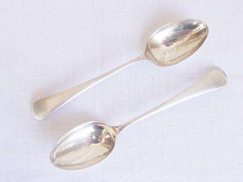 AMAZING 2 VINTAGE SHEFFIELD SILVER SPOONS, MAKERS MARK H W.LD
