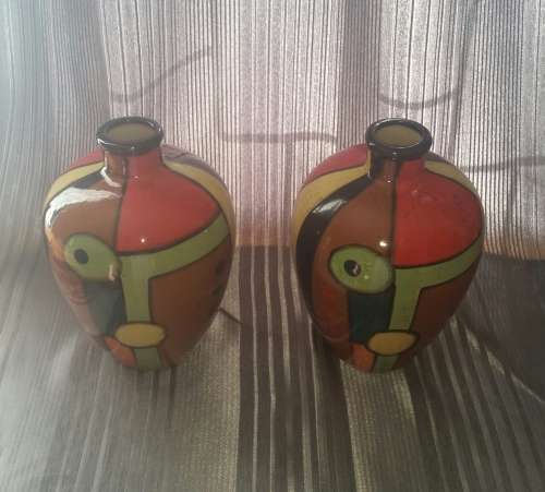 MAGNIFICENT MATCHING PAIR!!! Large Colourful Ceramic Vases