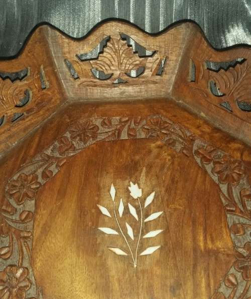 LARGE HANDMADE!!! Wooden Fruit Bowl (Carved and Inlaid)