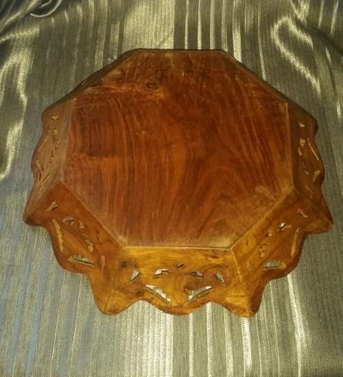 LARGE HANDMADE!!! Wooden Fruit Bowl (Carved and Inlaid)