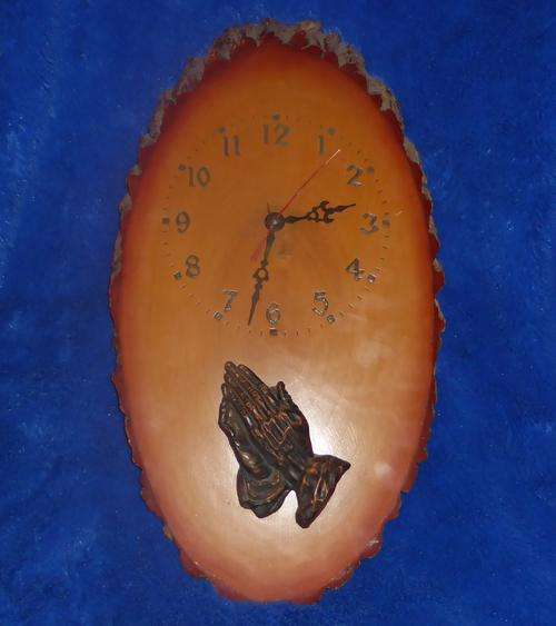 Large Hand-Made Varnished Wooden Wall Clock (Battery Operated) - POSTAGE R40