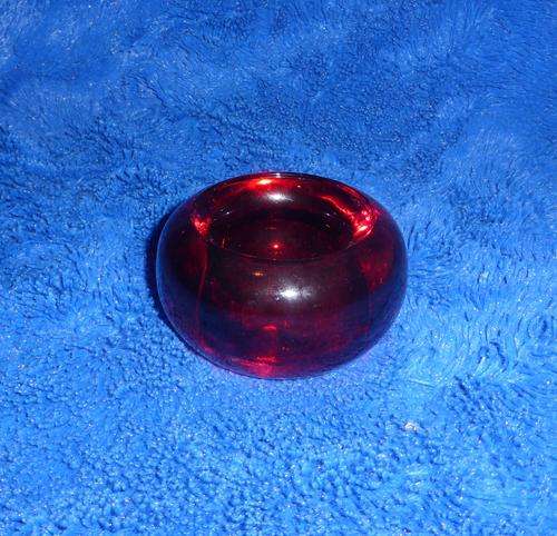 VERY Thick and Heavy, Solid Glass Candle Holder (Dark Red)