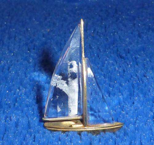 Tiny Brass and Glass Sail Boat