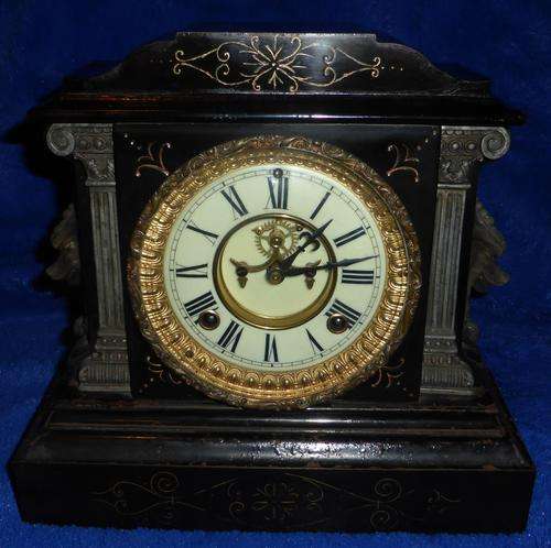 Antique 19th Century ANSONIA Cast Iron Mantel Clock (Original) - POSTAGE R120