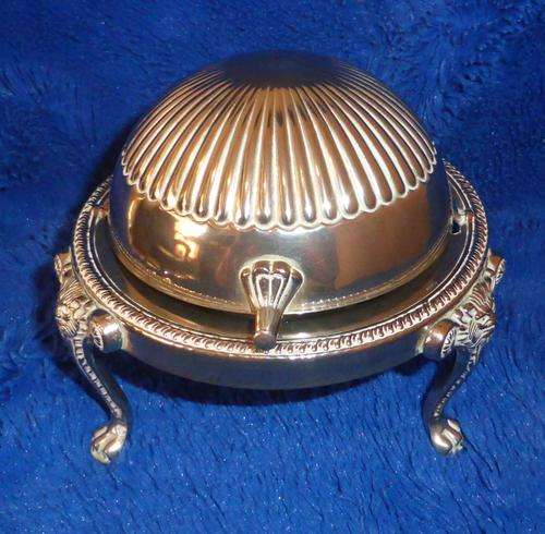 Vintage Silver Plated Butter Dish (Swivel Open on 3-Legs) - POSTAGE R30