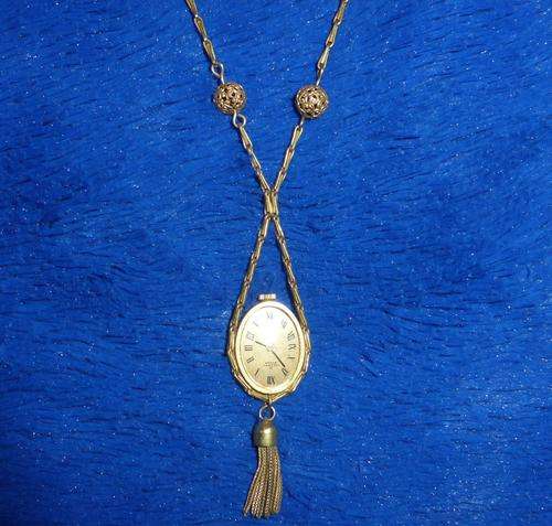 DELFIN EDOX Ladies Vintage FOB Watch On Long Neck Chain - WORKING CONDITION