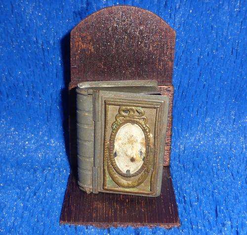 Small Old Metal Book / Holder